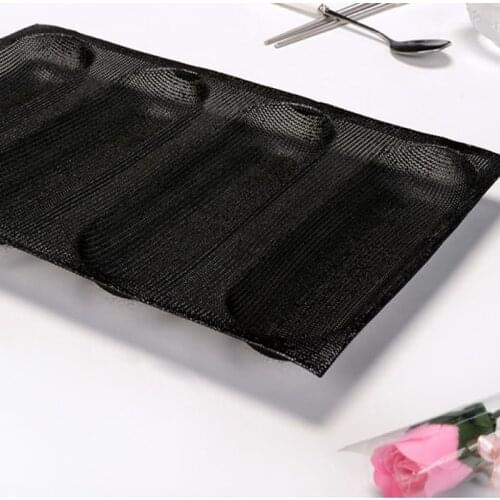 10 inch Baguette Baking Pan 4 Molds French Bread Silicone 4 Loaf Baguette Baking Tray Perforated Sub Roll Pan