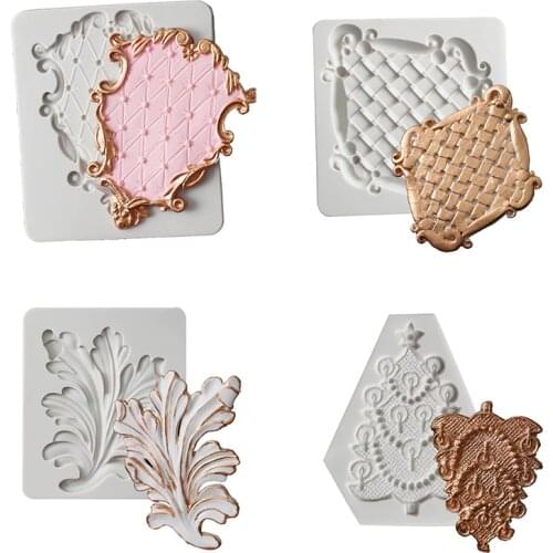 Fondant Molds Mould DIY Manual Mould Cake Decoration Biscuit Chocolate Mold Clay Resin European Frame Pattern Embossed Silicone