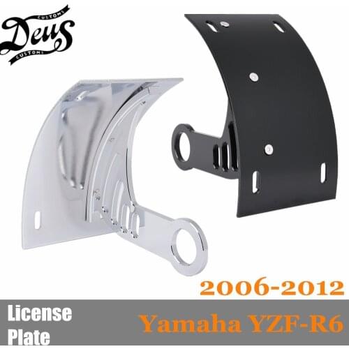 Motorcycle Curved Vertical Side Mount License Plate Tag Holder Bracket Rear Tail Tidy For Yamaha YZF R6 YZFR6 YZF-R6 2006-2012