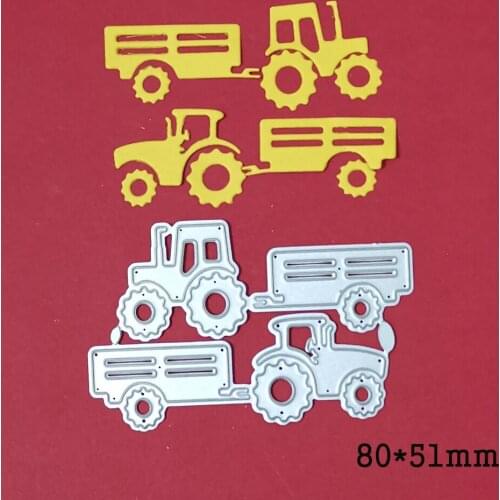 Splicing 2 Pcs Truck Metal Cutting Dies For Stamp Scrapbooking Stencil DIY Paper Album Card Decor Embossing 2021 New