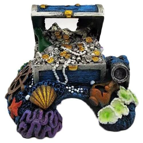 Wreck Jewelry Box Aquarium Ornament Treasure Discovery Fish Cave Decor Resin Ornament Landscaping Decoration Fish Tank