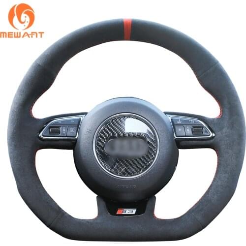 Dark Gray Alcantara Black Car Steering Wheel Cover for Audi A5 A7 RS 5 RS 7 S3 S4 S5S6 2013 S7 SQ5 2013 2014 2015 2016-2017