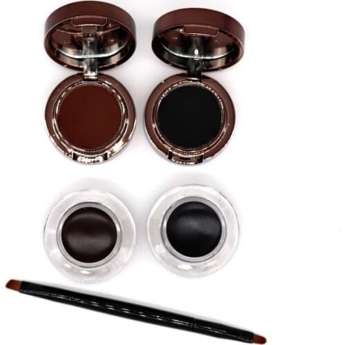 MISS FIVE 2 In 1 Waterproof Lasting Not Blooming Eye Liner Gel Cream + Natural Beauty Eye Brow Powder Eyebrow Enhancer Set
