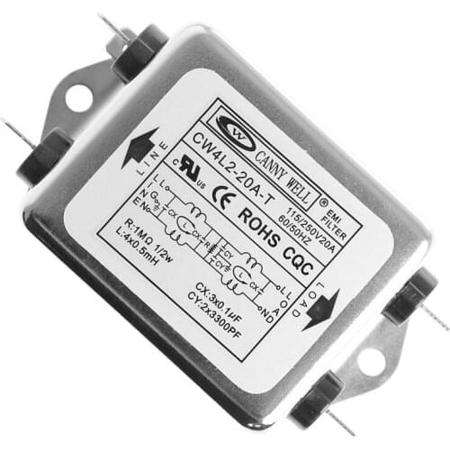 Power EMI Filter CW4L2-20A-T Monophasic Enhanced AC 220V 50/60 HZ 95AC
