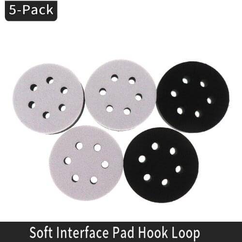 5 Pack 3 Inch 75MM 6 Holes Soft Density Interface Pads Hook and Loop 3" Sponge Cushion Buffer Backing Pad (Set of 5)