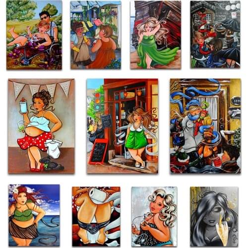 5DDIY Diamond painting Cartoon fat girls lady Picture Full drill Embroidery Mosaic Cross Stitch Kit Home Decoration Holiday Gift