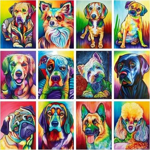 Animals Diamond Painting Kits Full Round With AB Drill 5D DIY Diamond Embroidery Dog Cross Stitch Mosaic Art Home Decoration