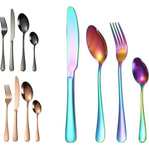 4pcs Stainless Steel Luxury Rose Gold Tableware Cutlery Set Polished Knife Fork Spoon Western Restaurant Dinner Silverware Set