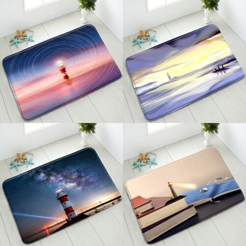 Ocean Lighthouse Non-Slip Bath Mat Indoor Home Carpet Bedroom Kitchen Doormat Welcome Mat Washable Foot Pads Absorbent Rug Deco