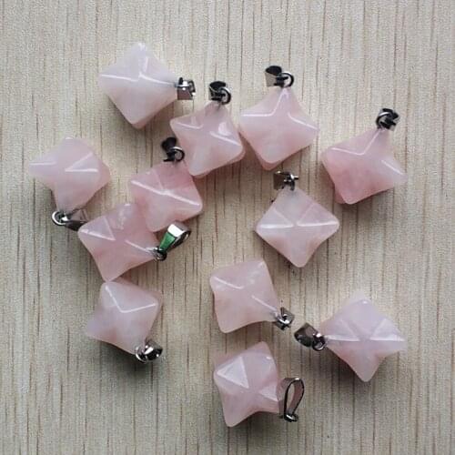 Wholesale 12pcs/lot 2019 new fashion natural stone pink Melkaba Hexagram Pendants charm for jewelry making free
