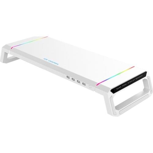 Laptop Computer Monitor Stand Riser 4 USB2.0 Hub Data Transfer Desk Organizer RGB Universal Monitor Phone Holder