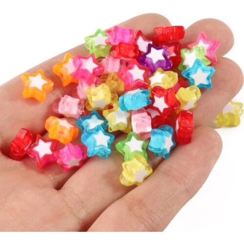 Mixed Color Stars Shape Drop Oil Acrylic Beads 10*10*4mm Loose Spacer Beads for Needlework Jewelry Making Diy Bracelet Necklace