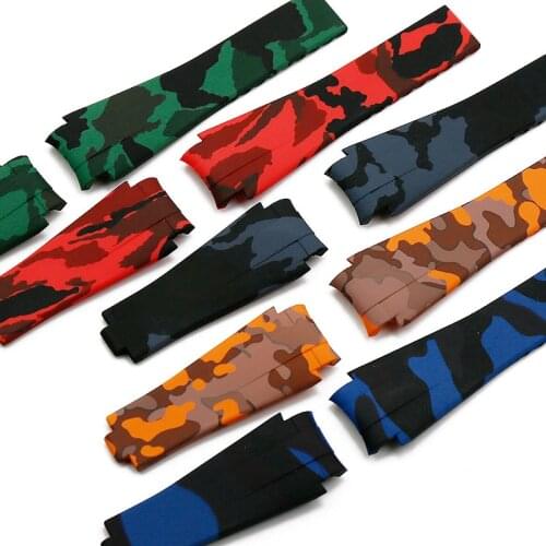 Camouflage silicone strap mens watch accessories for Rolex water ghost Di Tong take 20mm rubber strap women men watch band