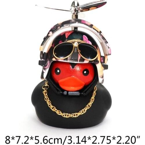 Rubber Duck Car Decorations Black Duck Car Dashboard Ornaments with Propeller Q6PD