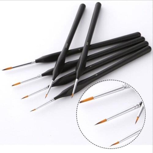 6Pcs/set Black Handle Hand-painted Hook Line Pen Round Tip Watercolor Drawing Painting Brush Pen Art Supplies Papeterie