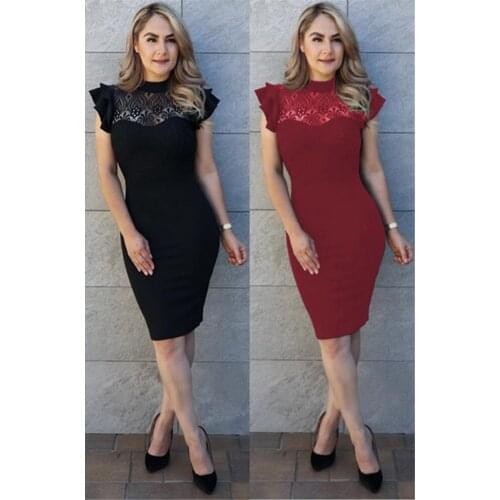 Wendywu Sexy Women O-neck Sleeveless Bodycon Lace Pencil Dress Lady Elegant Office Dress Vestidos