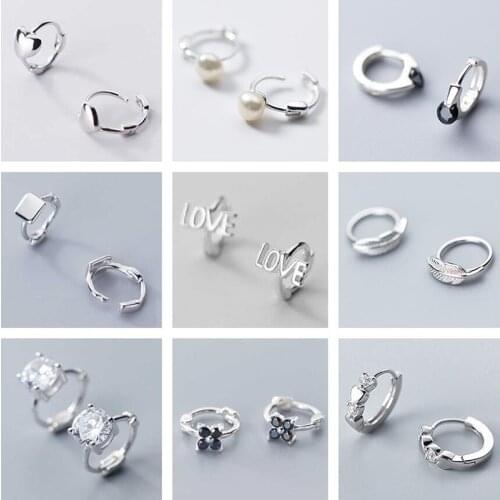 PONYKISS Classic S925 Sterling Silver Cute Zircon Huggle Hoop Earrings for Women Party Delicate Elegant Accessory Wholesale