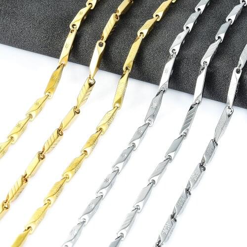 Fashion Width 3mm Stainless Steel Bamboo Necklace High Quality Gold and Silver Color Stainless Steel Men Chain Jewelry