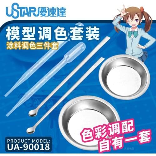 Ustar 90018 Paint Stirrer (2pcs) + Paint Tray (2pcs) + 30ml Plastic Dropper For Scale Model Modeler Craft Tools Coloring Hobby