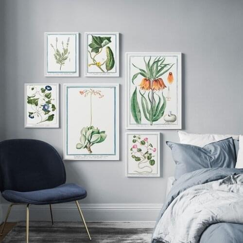 Vintage Home Decoration Floral Botanical Canvas Painting Plant Pictures Wall Art Prints Simple Modular Poster For Living Room