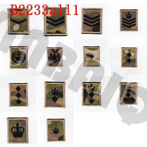 Embroidery patch Black design British Army Multicam MTP Rank