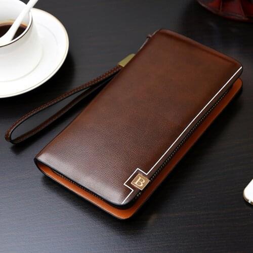 High Quality Long Desigh Card Holder 2021 New Leather Men Wallets Male Purse Vintage Coin Holder with Note Compartment