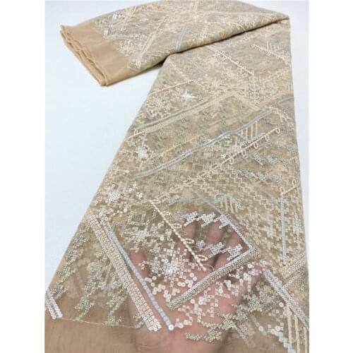 XIYA 2021 French Tulle Mesh Lace Fabric fashionable Nigerian Sequins Embroidered Laces Fabric For Party NI5029-2