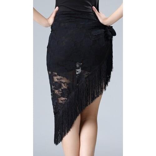 Kid / Lady Tassel Fringed Triangle Latin Skirt Women Black Practice Skirt Sexy One Skirt Adult Skirt Latin Dance Dress Costume