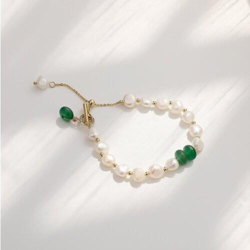 Womens Strand Bracelets Irregular Freshwater Pearl Zircon Chain Buckle Korean All-Match Classic Female Wedding Jewelry On Hand