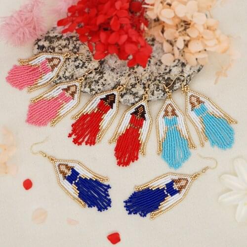 Go2Boho Miyuki Beaded Earrings for Women Jewelry Virgin Mary Ear Rings Handmade Woven Earring Gift for Her Jewellery Accessories