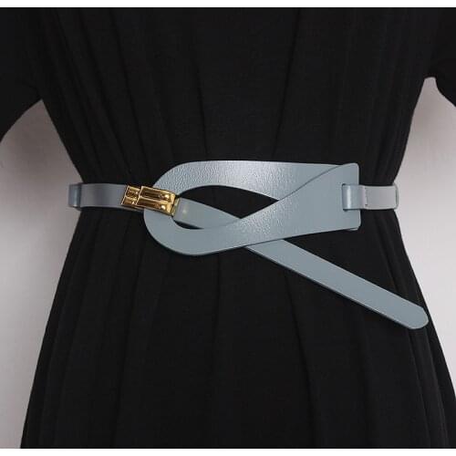 106CM Genuine Leather Strap Belt Chic Irregular Personality Girdle Women Fashion All match soft cowhide long belts dress