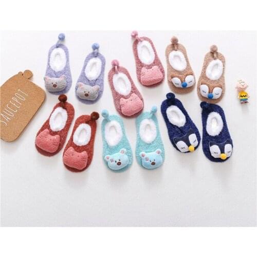 Winter Baby Girl Boy Cartoon Doll Floor Socks Cotton Thicken Warm Toddlers Kids Newborn Non-slip Socks for 0-5Y Children Infant