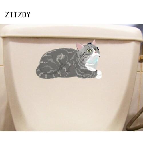 ZTTZDY 22.2*13.2CM Cat Wall Sticker Decal BedRoom Toilet Home Decor T3-0176