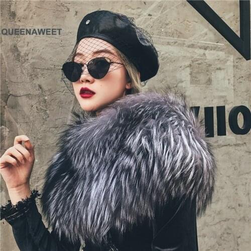 002 100% Real Natural Fox Fur Shawl Winter Women Plus Size Warm Shawl Real Fox Fur Scarf Headband Scarves Neck Warmer