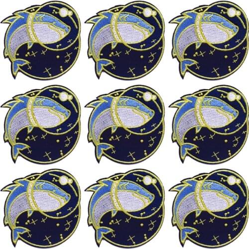 Prajna 10PCS Cartoon Whale Patches On Clothes Embroidery Patches For Clothing Sticker DIY Iron On Patches For Clothes Wave Badge