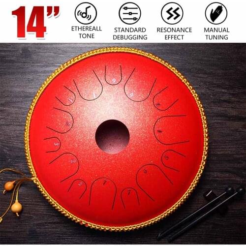 14inch Drums Upgraded Professional 14 Notes Brass Carrying Bag Hand Drum Percussion Musical Instruments Gifts