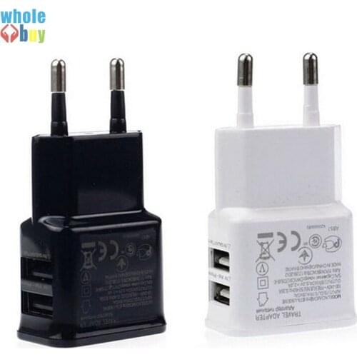 200pcs EU/US Plug Dual USB 2 Port Mobile Phone Travel Home Wall Charger Adapter 2A/1A For Samsung iPhone LG HTC Sony White Black