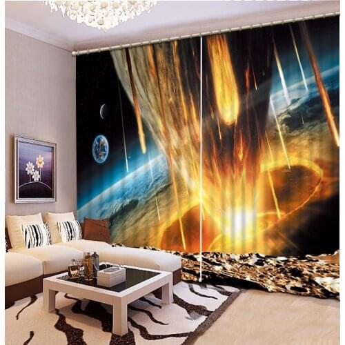 3D Curtain Blackout Shade Window Curtains Space Meteor Rain Curtains For Living Room 3D Bathroom Shower 3D Curtains