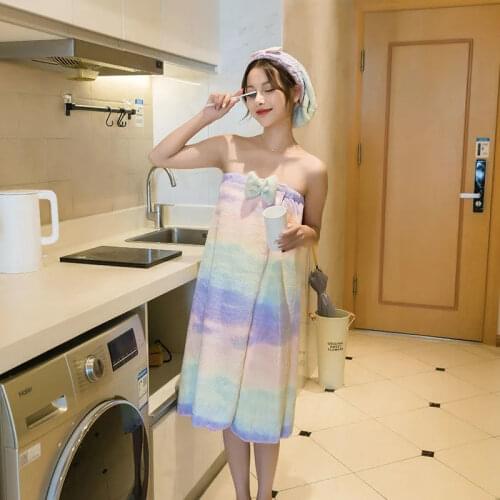 4 Pcs/set Fashion Rainbow Wearable Bath Towel Quick Dry Miraculous Bathrobes Hair Cap Microfiber Soft Headband Beach Large Towel