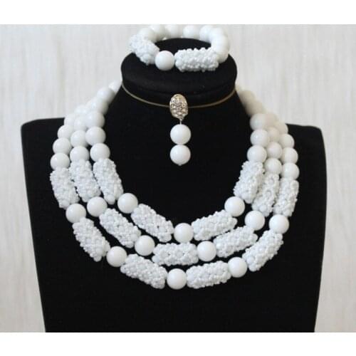 4UJewelry Pure White African Nigerian Traditional Wedding Beads Quality Fine Jewellery Set For Party Women 2019 Turkish Gift Set