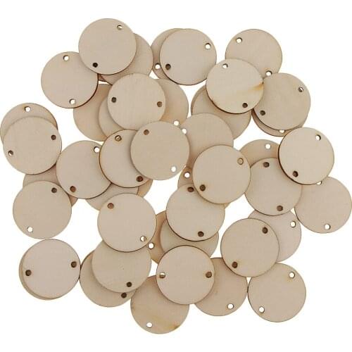 50 Pieces Round Unfinished Wooden Slices Discs DIY Art Crafts for Party New Year Hanging Decorations 35 X 2 mm