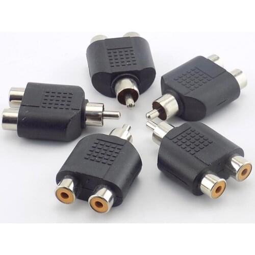 5x RCA Male to 2 RCA Female Adapter AV Audio cable Plug IN-LINE Converter Connector for CCTV Camera Security L19