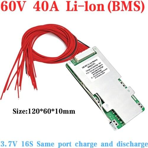 60V 40A 16S lithium polymer battery BMS 3.7V same port PCM 60V20Ah30Ah40A 60Ah lithium ion battery pack balance protection board