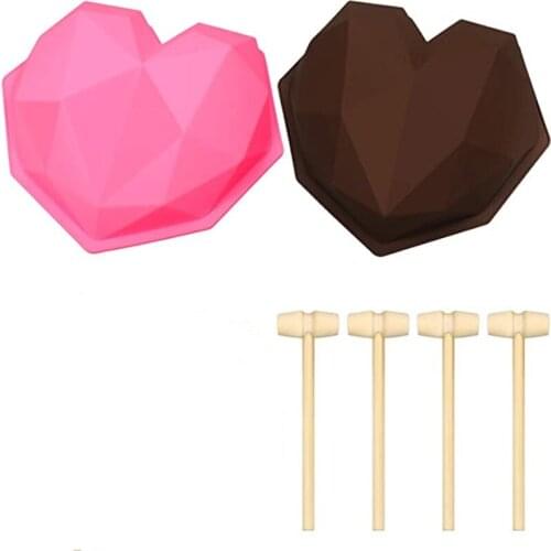Diamond 3D Heart Shape Love Silicone Cake Mould Fondant Cake Mousse Chocolate Silicone Mold Baking Molds Cake Decor