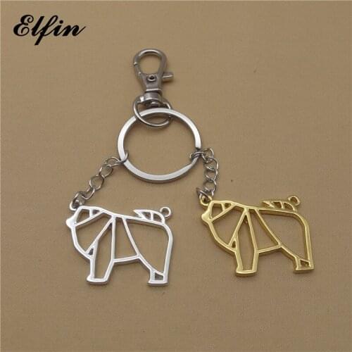 Elfin Trendy Style Origami Chow Chow Bag Keychains Geometric Jewellery Origami Pet Jewellery Chow Chow Car Key Rings
