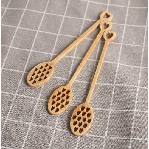 Wood Honey Dipper Stick Cute Heart Shape Honey Server Stirrer Long Handled Honey Spoons Mixing Bar Spoons Kitchen Gadgets