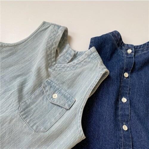 Children Clothes Kids Denim Cotton Spring Autumn Vest Boys Waistcoat Child Casual All-match Vest Girls Tops 2 Sides Wear Jacket