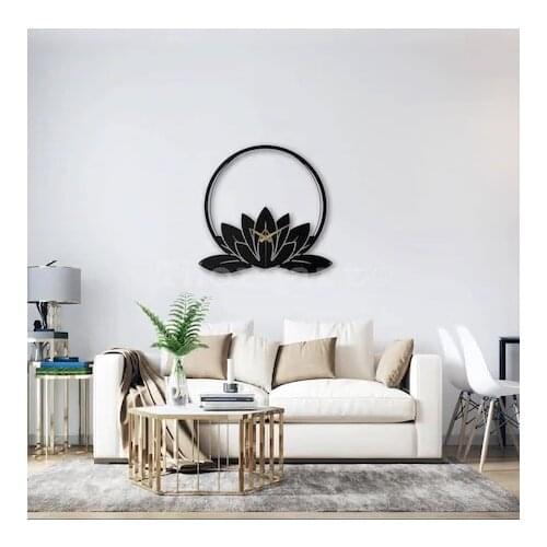 Leaf Design Living Room Metal Wall clock Round Big Hanging Clock Decorative Wall silent Watch Europe Style Digital Metal Decor