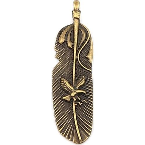 DoreenBeads Zinc Alloy Pendants Feather Antique Bronze/Silver Color Eagle Charms Vintage DIY Making Jewelry 46mm x 13mm, 10 PCs