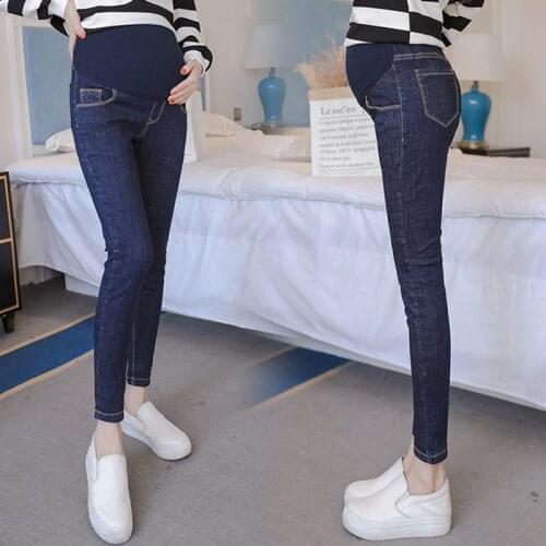 Pregnant women jeans autumn and winter 2018 new tide mother trousers nine points stomach lift pregnant women pants